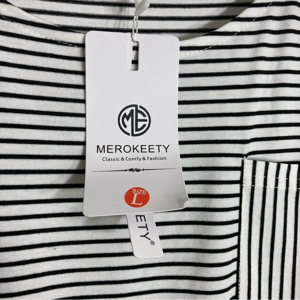 NWT Merokeety Striped Prairie Dress - Black/White - Large - Picture 7 of 10